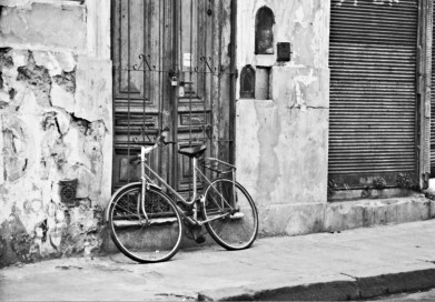 Bicycle chained to the bars in Buenos Aires - Argentina B&amp;W 2